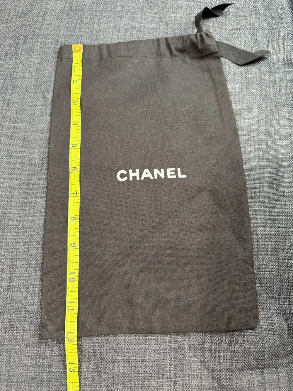 CHANEL Black Dust Bag Pouch with White Logo